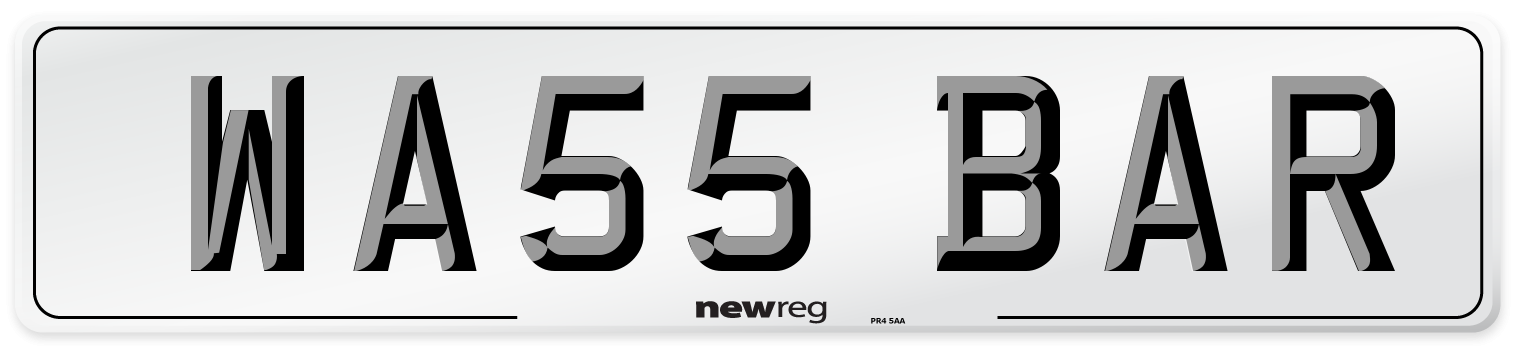 WA55 BAR Number Plate from New Reg